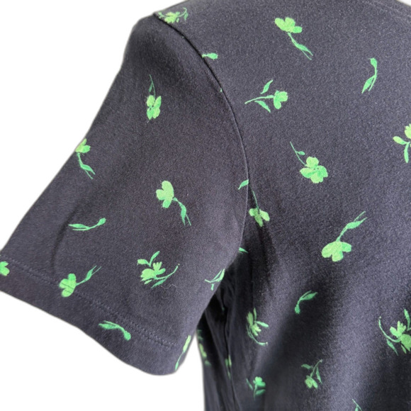 J. Jill SLEEP Navy Blue w/ Green Leaves Nightgown Sz Large Soft 100% Pima Cotton - Picture 6 of 10